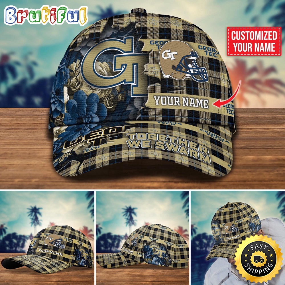 NCAA Georgia Tech Yellow Jackets Baseball Cap Flower Custom Name Cap p26e7k.jpg