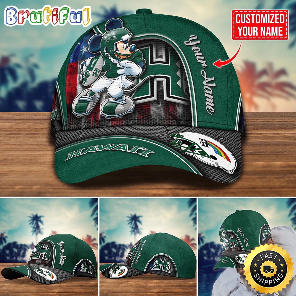 NCAA Hawaii Rainbow Warriors Baseball Cap Mickey Mouse Custom Cap For Fans lkdzri.jpg