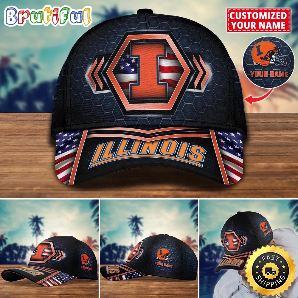 NCAA Illinois Fighting Illini Baseball Cap Best Trending Custom Name Cap bt2tor.jpg