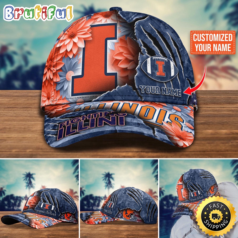 NCAA Illinois Fighting Illini Baseball Cap Custom Hat For Fans New Arrivals uj0gg8.jpg