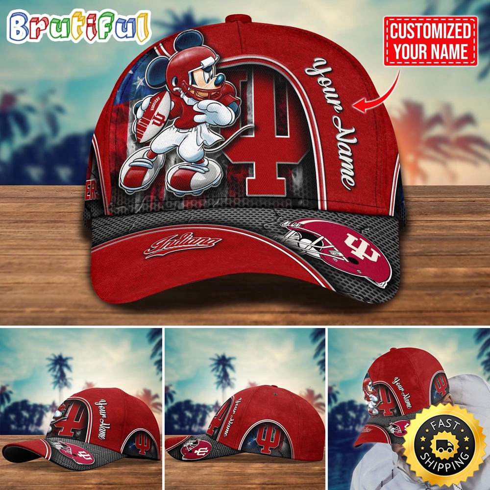 NCAA Indiana Hoosiers Baseball Cap Mickey Mouse Custom Cap For Fans nfdhef.jpg