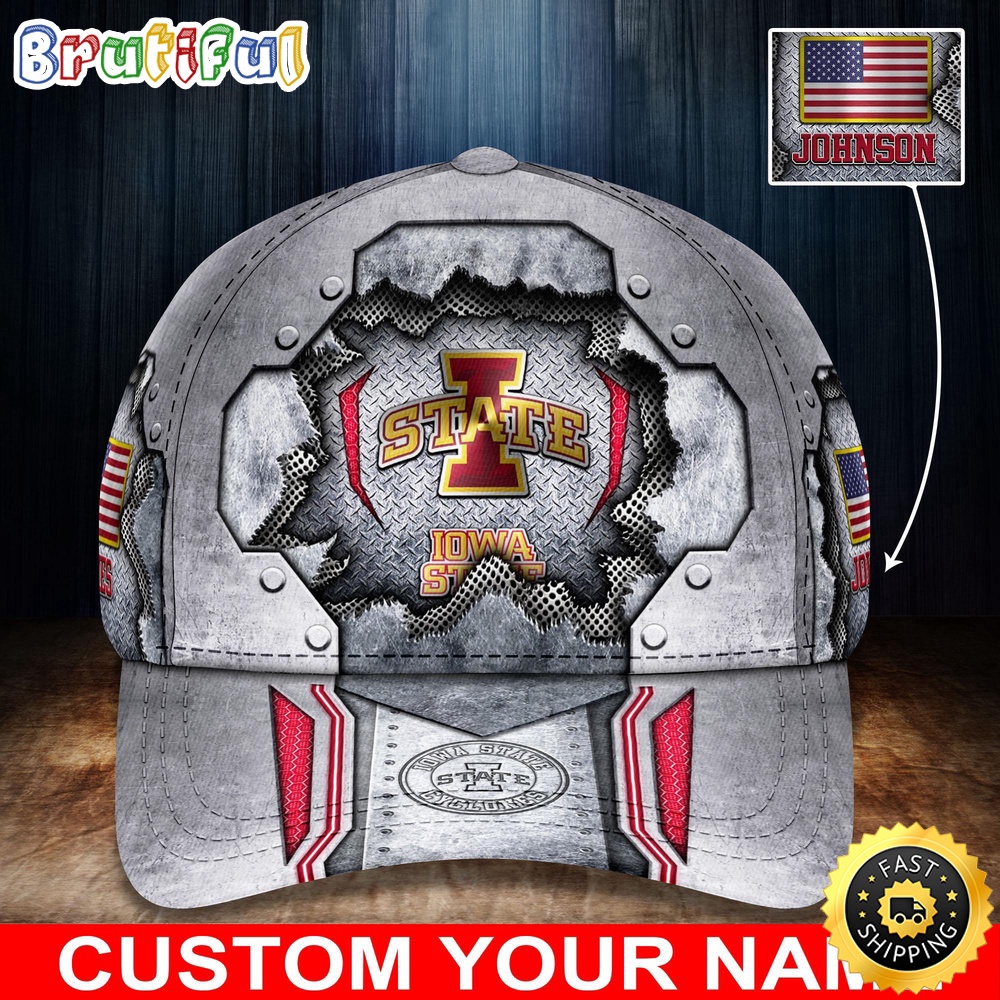 NCAA Iowa State Cyclones Baseball Cap Silver Metalic Pattern Baseball Cap xo61dq.jpg