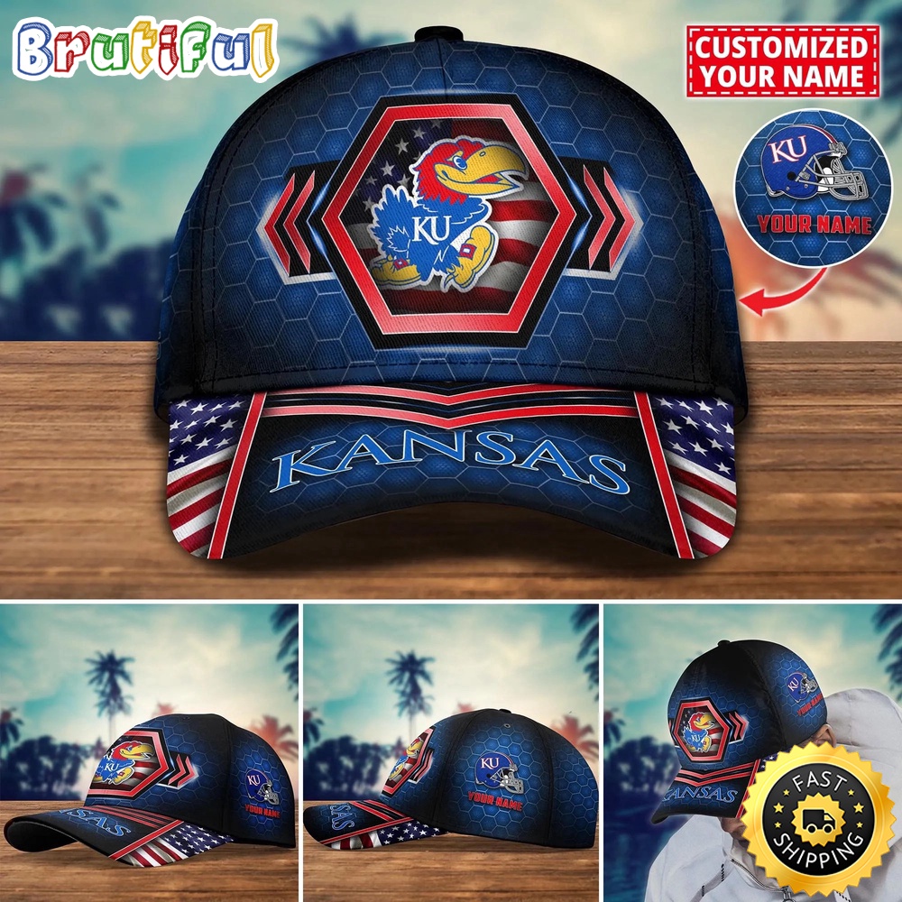 NCAA Kansas Jayhawks Baseball Cap Best Trending Custom Name Cap njbfgv.jpg