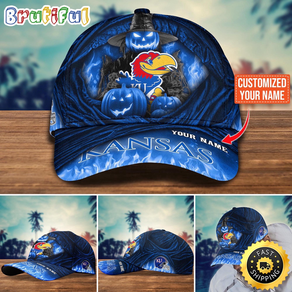 NCAA Kansas Jayhawks Baseball Cap Halloween Custom Cap For Fans mxepye.jpg