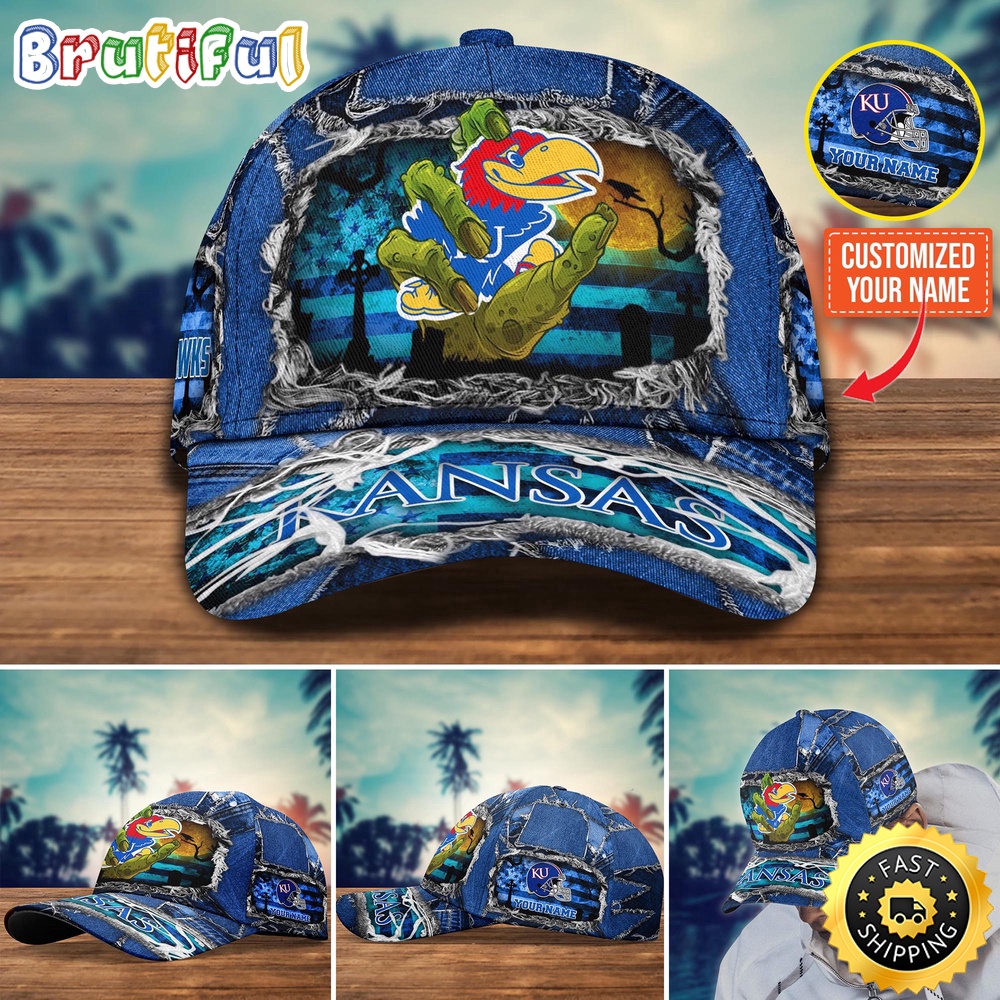NCAA Kansas Jayhawks Baseball Cap Halloween Custom Name Cap aflzch.jpg