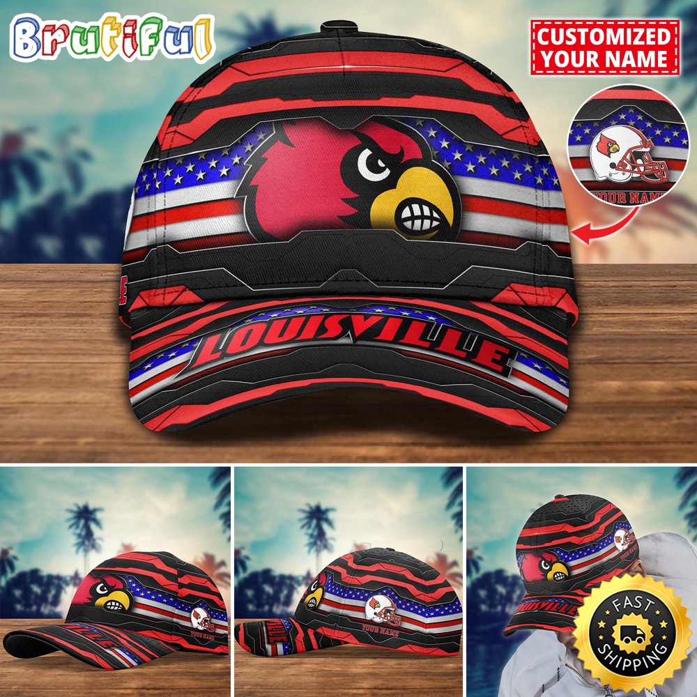 NCAA Louisville Cardinals Baseball Cap Flag Custom Name Cap scatlg.jpg
