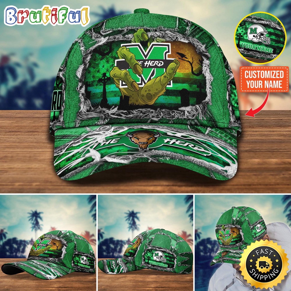NCAA Marshall Thundering Herd Baseball Cap Halloween Custom Name Cap c8yf9k.jpg