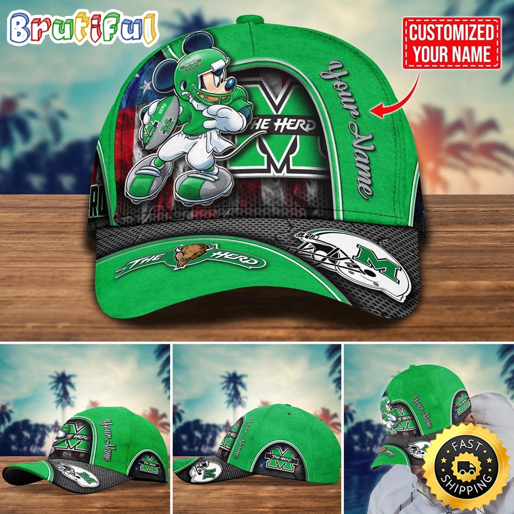 NCAA Marshall Thundering Herd Baseball Cap Mickey Mouse Custom Cap For Fans plfue7.jpg