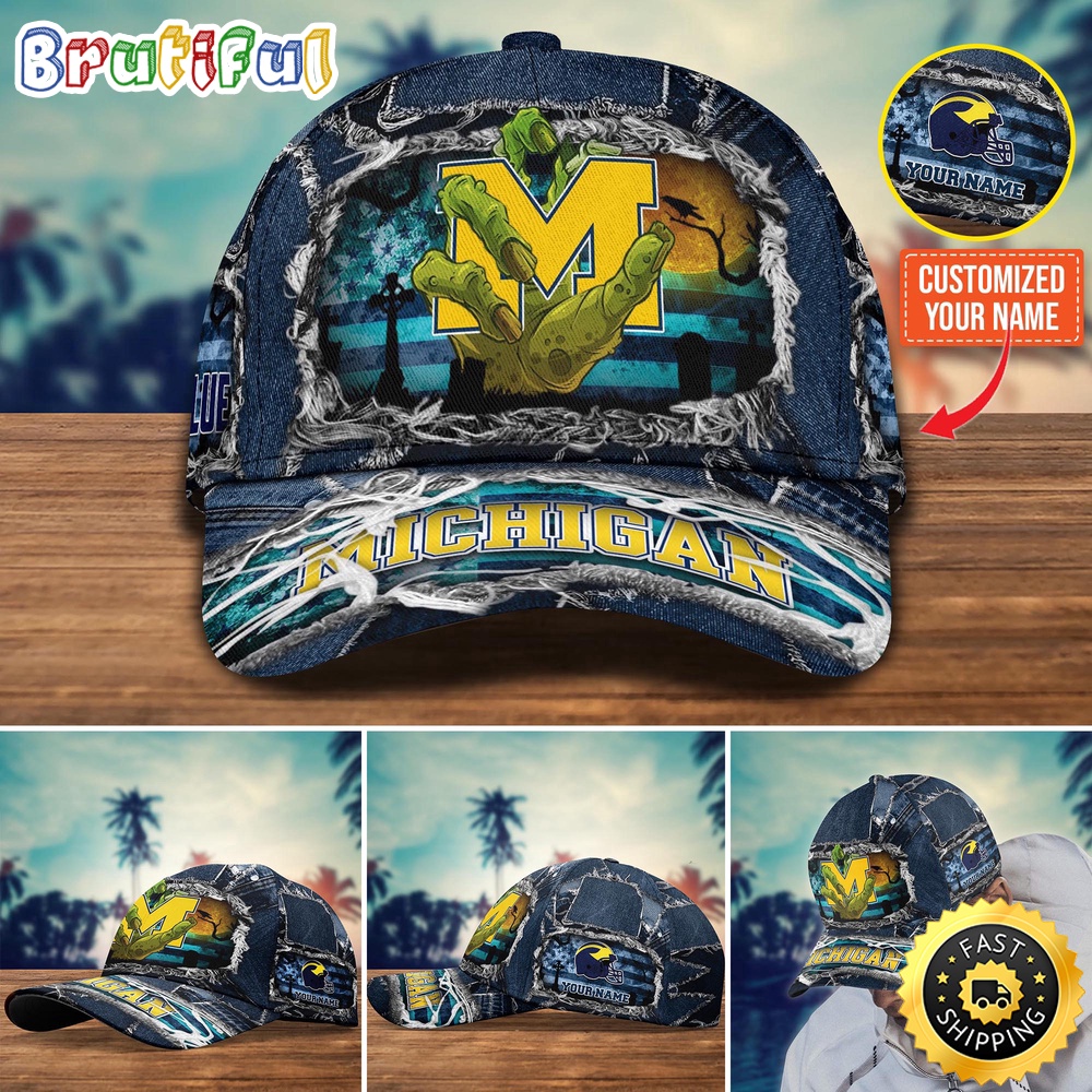 NCAA Michigan Wolverines Baseball Cap Halloween Custom Name Cap dbjd8g.jpg