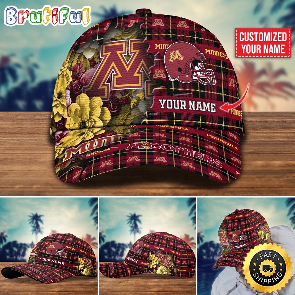 NCAA Minnesota Golden Gophers Baseball Cap Flower Custom Name Cap facjxp.jpg