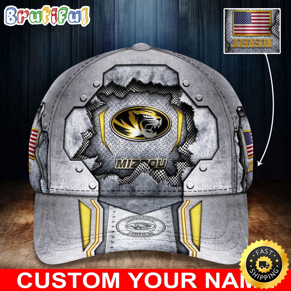 NCAA Missouri Tigers Baseball Cap Silver Metalic Pattern Baseball Cap bidwqj.jpg