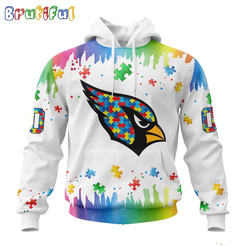 NFL Arizona Cardinals Hoodie Special Autism Awareness Design All Over Print Hoodie 1