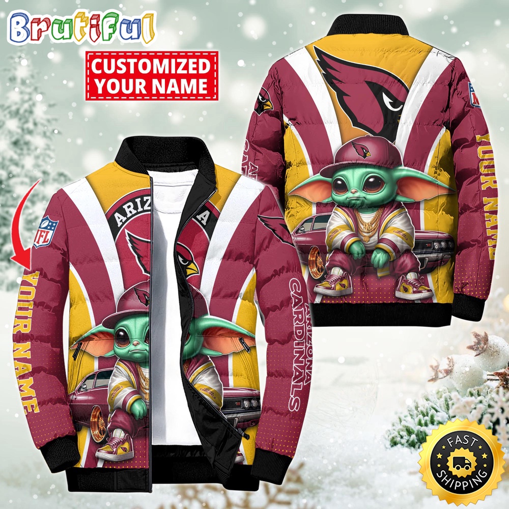 NFL Arizona Cardinals Puffer Jacket Baby Yoda Custom Jacket 1
