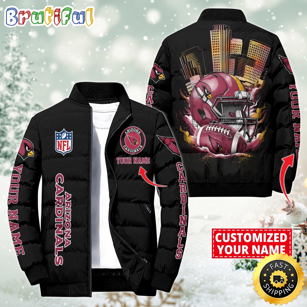 NFL Arizona Cardinals Puffer Jacket City Logo Print Jacket For Fans 1