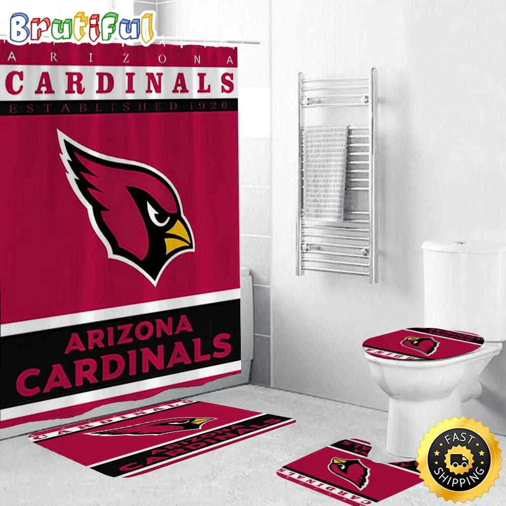 NFL Arizona Cardinals Shower Curtain Football Bathroom Mat Set and Shower Curtain 1