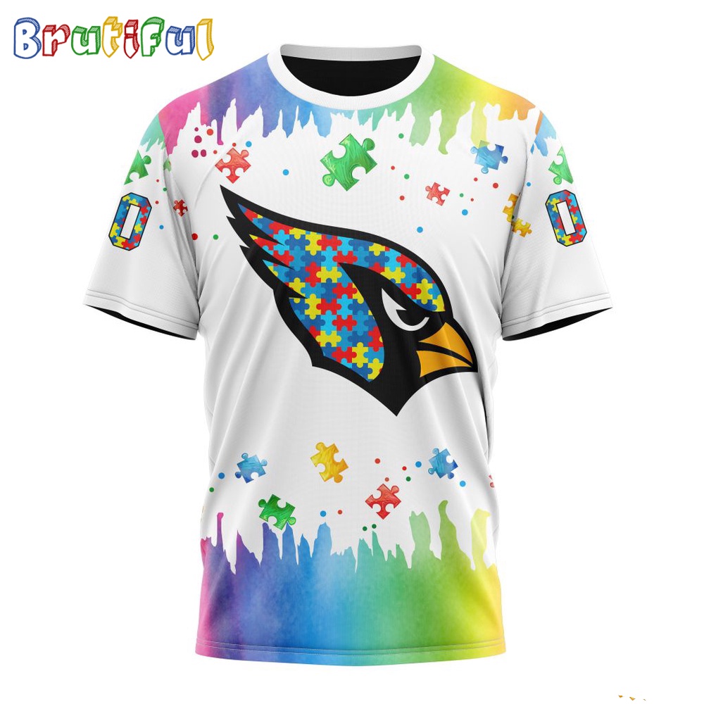 NFL Arizona Cardinals T Shirt Special Autism Awareness Design All Over Print T Shirt 1