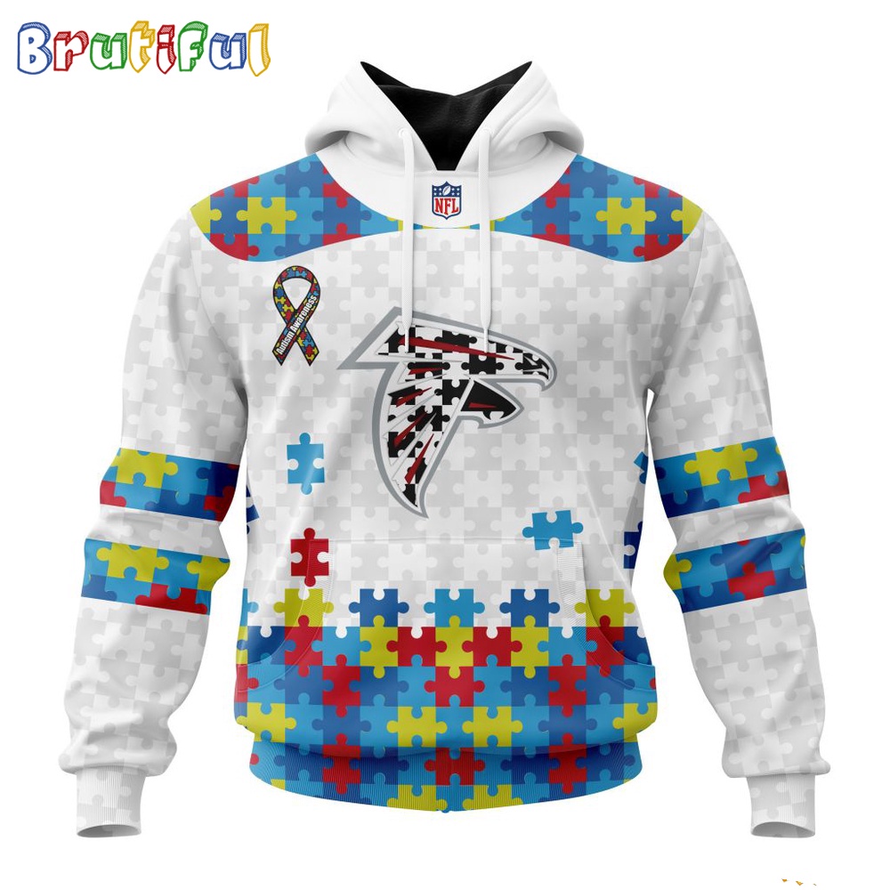 NFL Atlanta Falcons Hoodie Special Autism Awareness Design 3D Hoodie 1