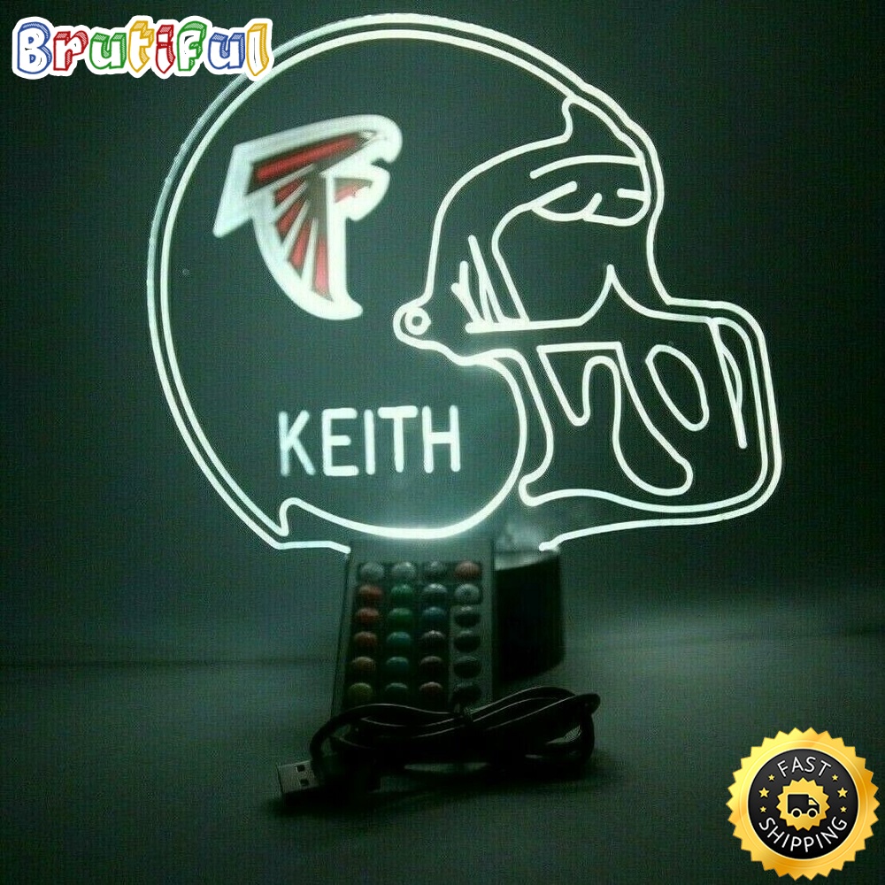 NFL Atlanta Falcons Night Light Up Table Lamp Football Helmet Sports LED Light