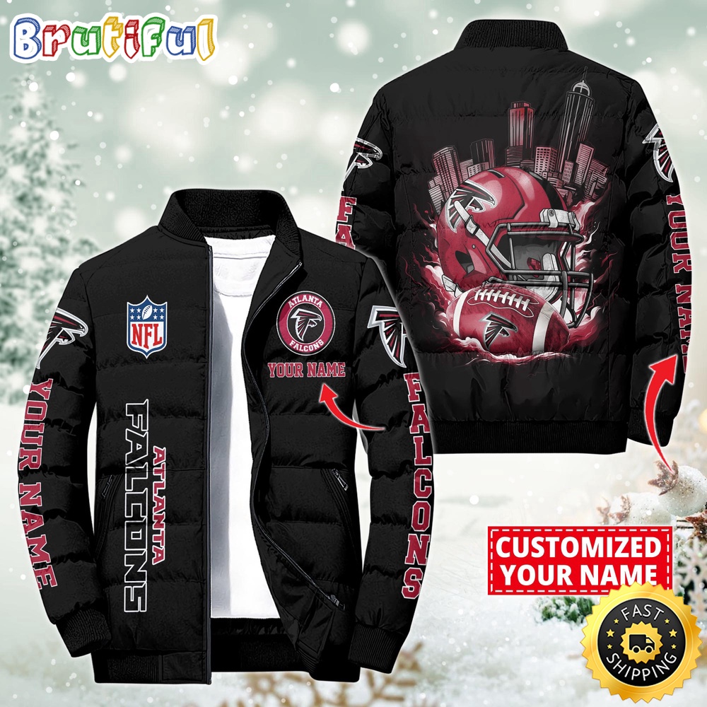NFL Atlanta Falcons Puffer Jacket City Logo Print Jacket For Fans 1