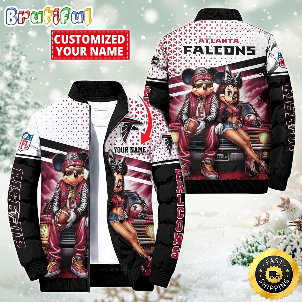NFL Atlanta Falcons Puffer Jacket Mickey Minnie Jacket 1
