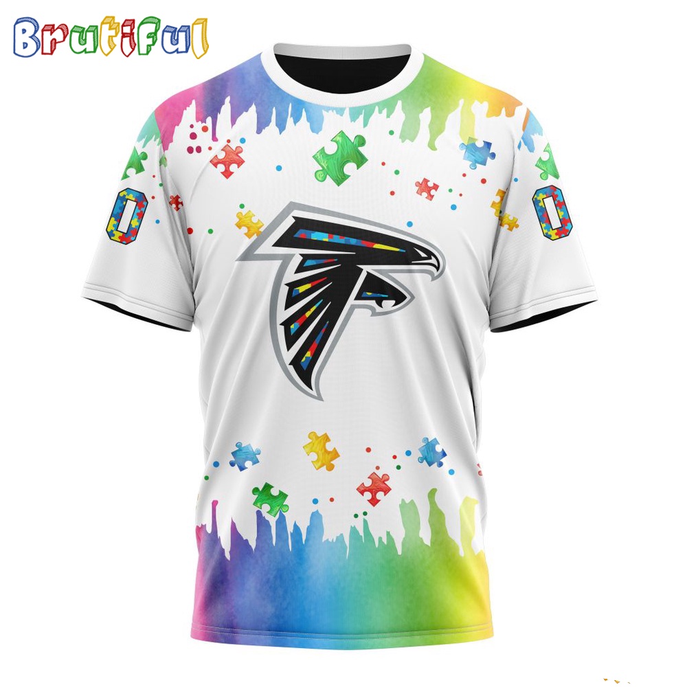 NFL Atlanta Falcons T Shirt Special Autism Awareness Design All Over Print T Shirt 1