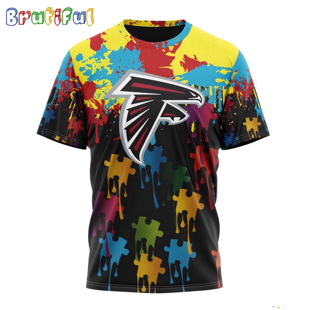 NFL Atlanta Falcons T Shirt Special Autism Awareness Design Football T Shirt 1