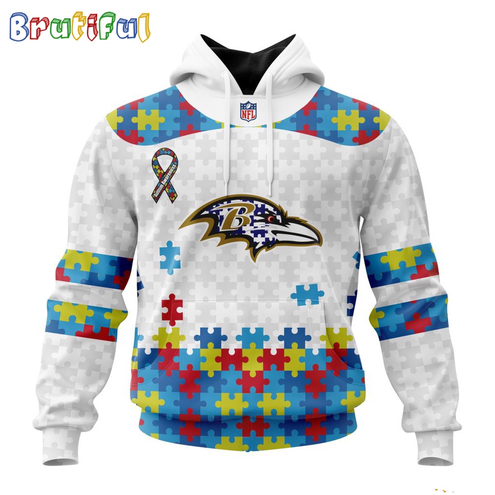 NFL Baltimore Ravens Hoodie Special Autism Awareness Design 3D Hoodie 1