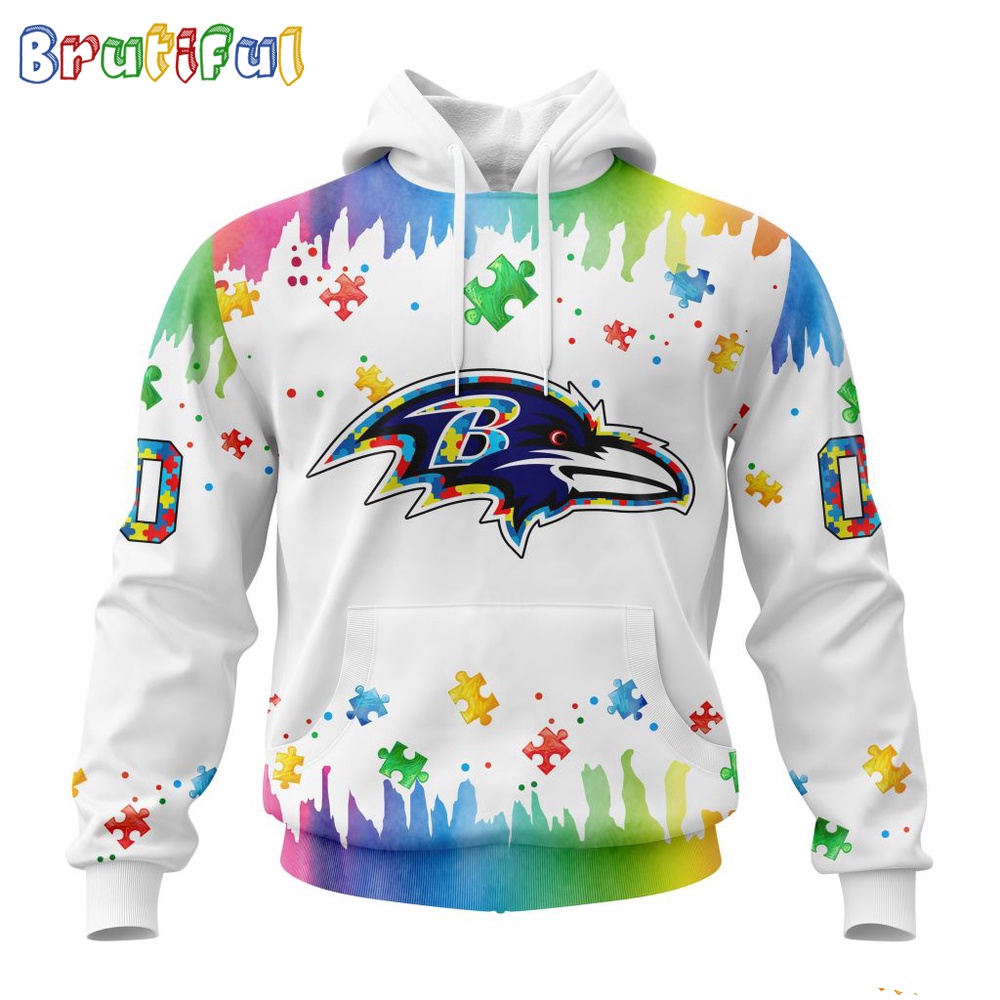 NFL Baltimore Ravens Hoodie Special Autism Awareness Design All Over Print Hoodie 1