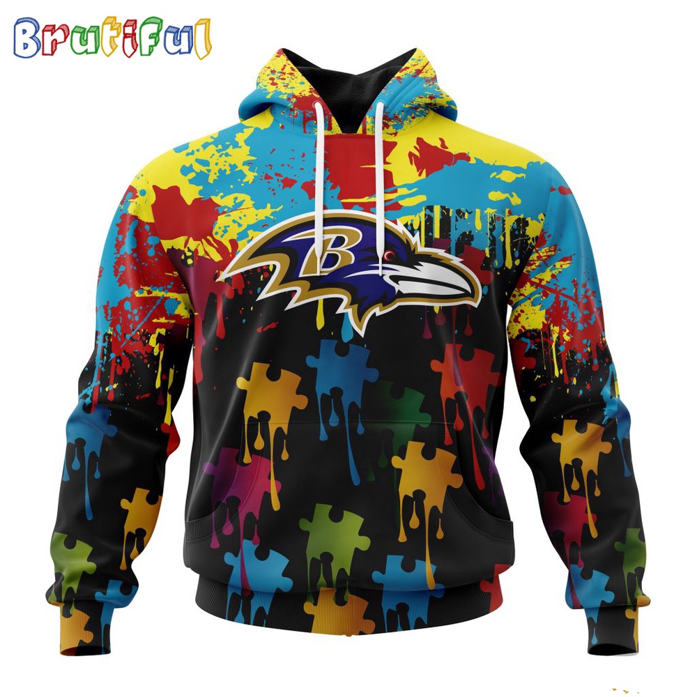 NFL Baltimore Ravens Hoodie Special Autism Awareness Design Football Hoodie 1