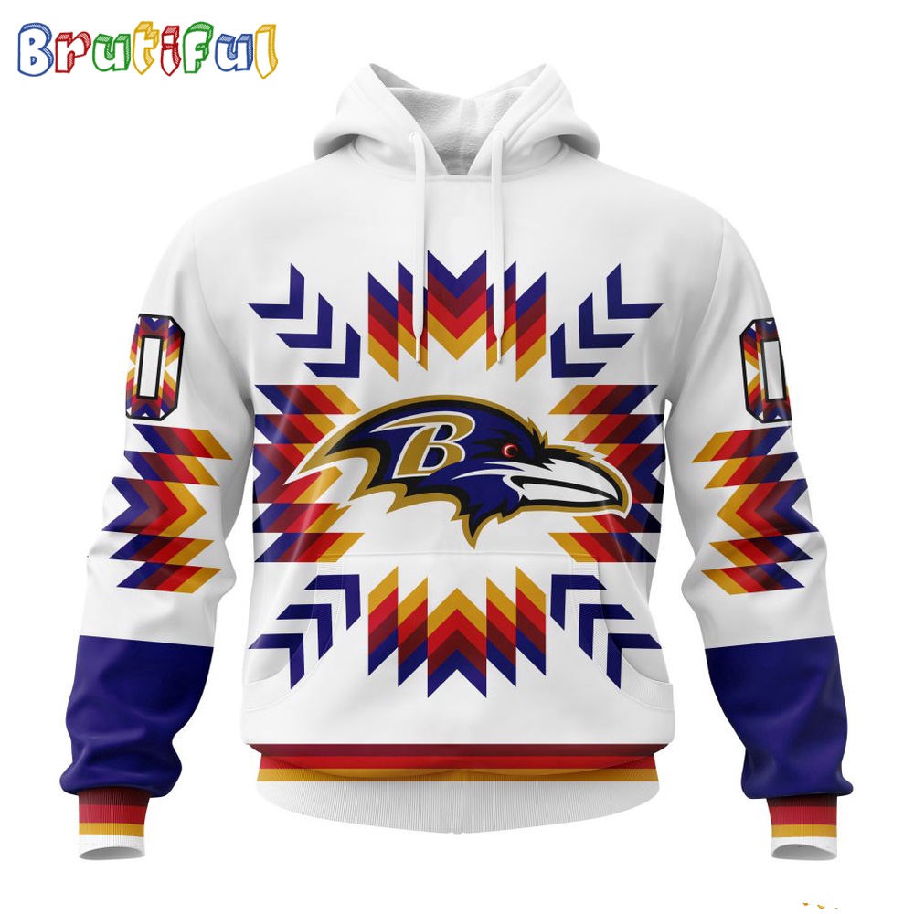 NFL Baltimore Ravens Hoodie Special Design With Native Pattern 1