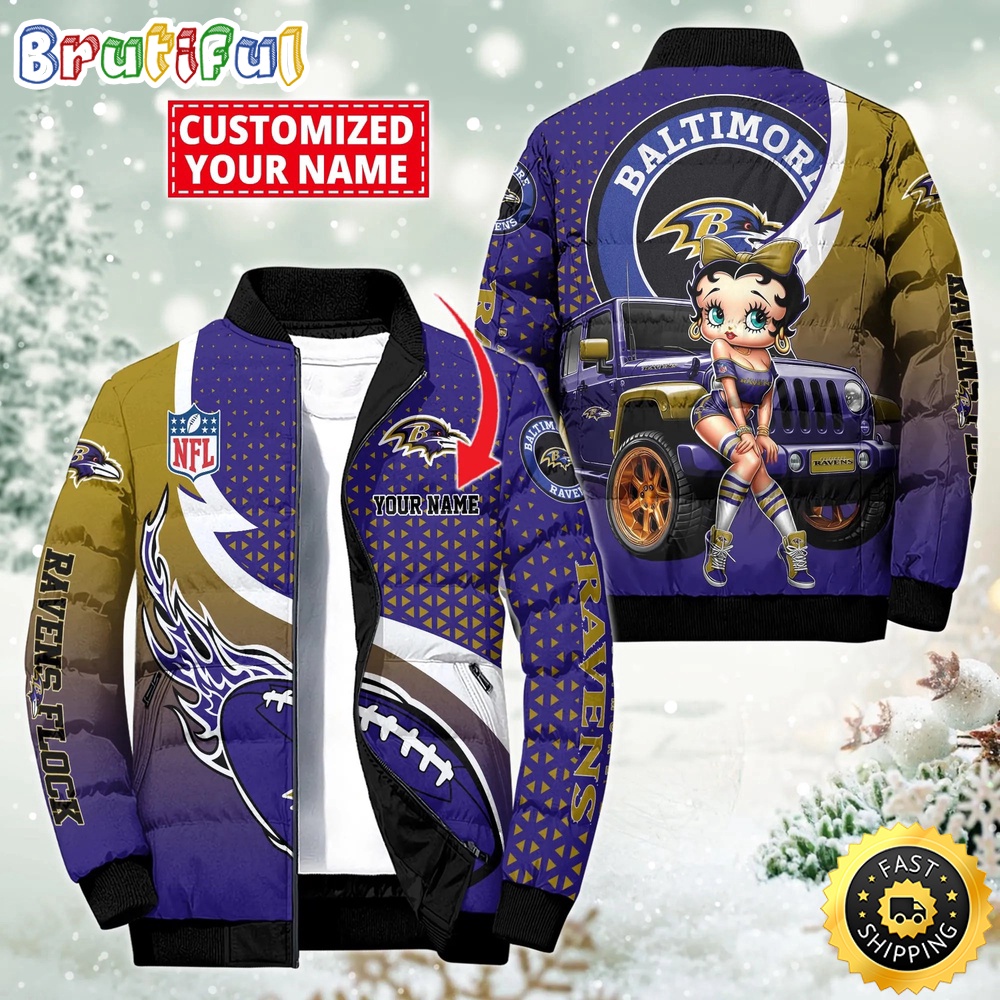 NFL Baltimore Ravens Puffer Jacket Betty Boop Custom Jacket 1