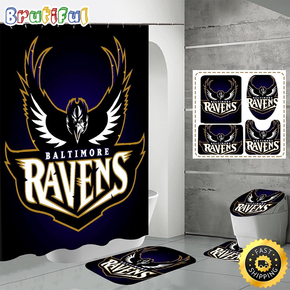 NFL Baltimore Ravens Shower Curtain Modern Bath Curtains 1