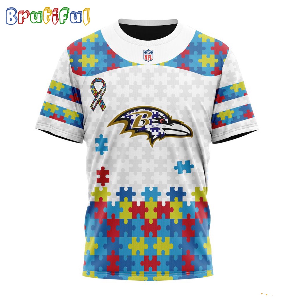 NFL Baltimore Ravens T Shirt Special Autism Awareness Design 3D T Shirt 1