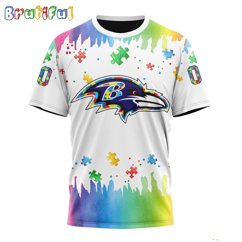 NFL Baltimore Ravens T Shirt Special Autism Awareness Design All Over Print T Shirt 1