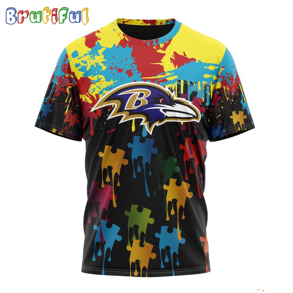 NFL Baltimore Ravens T Shirt Special Autism Awareness Design Football T Shirt 1