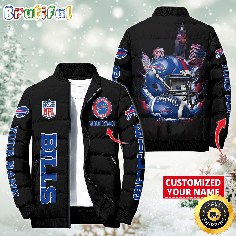 NFL Buffalo Bills Puffer Jacket City Logo Print Jacket For Fans 1