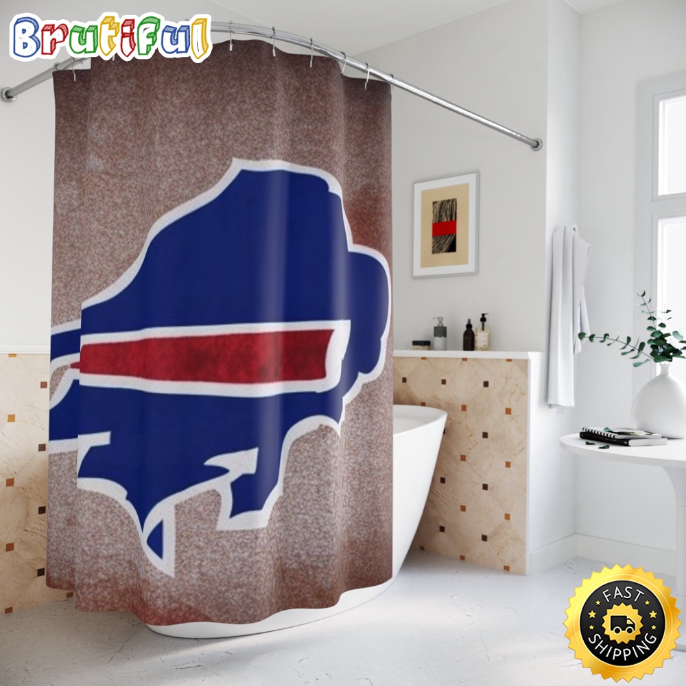 NFL Buffalo Bills Shower Curtain Sport Bathroom Mat Set and Shower Curtain 1
