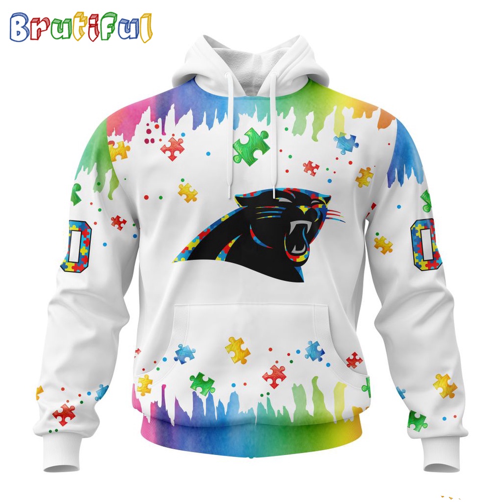 NFL Carolina Panthers Hoodie Special Autism Awareness Design All Over Print Hoodie 1