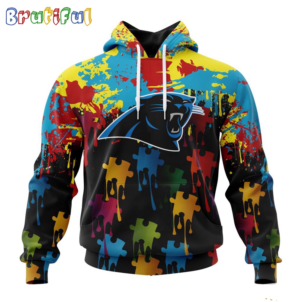 NFL Carolina Panthers Hoodie Special Autism Awareness Design Football Hoodie 1