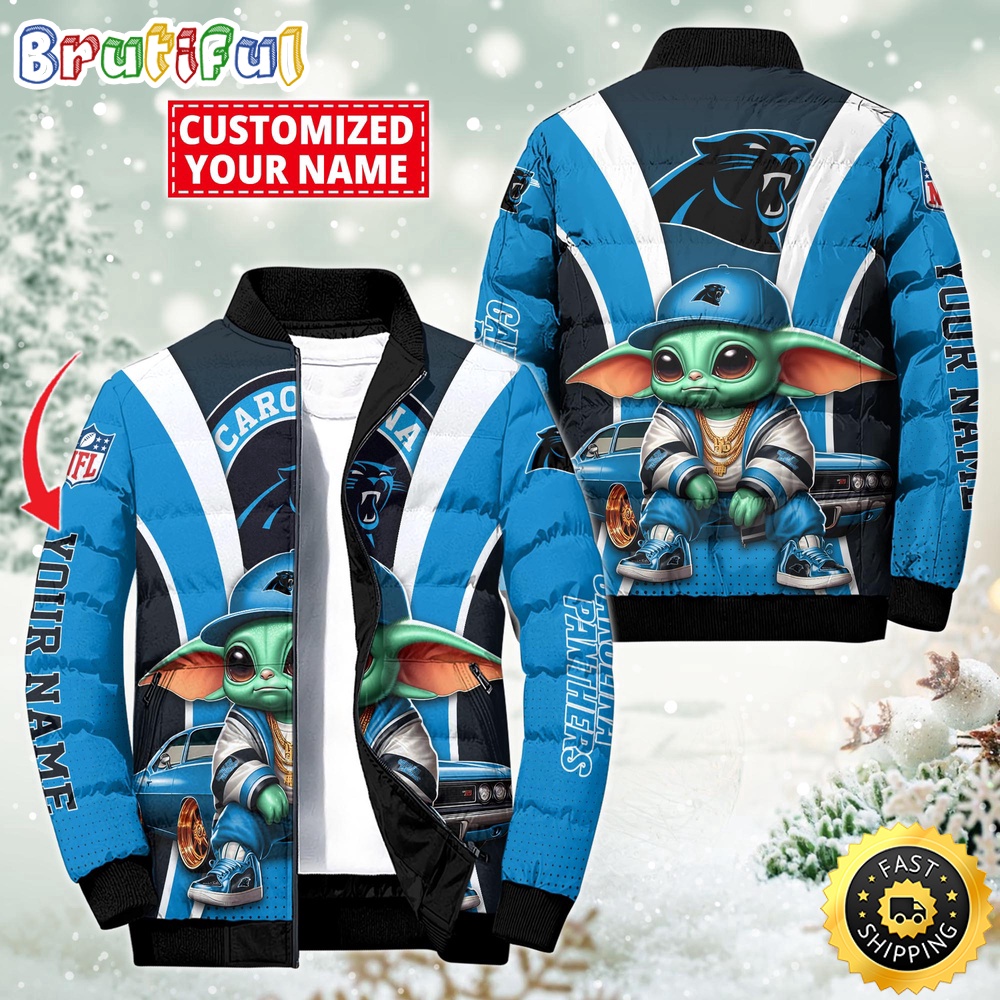 NFL Carolina Panthers Puffer Jacket Baby Yoda Custom Jacket 1