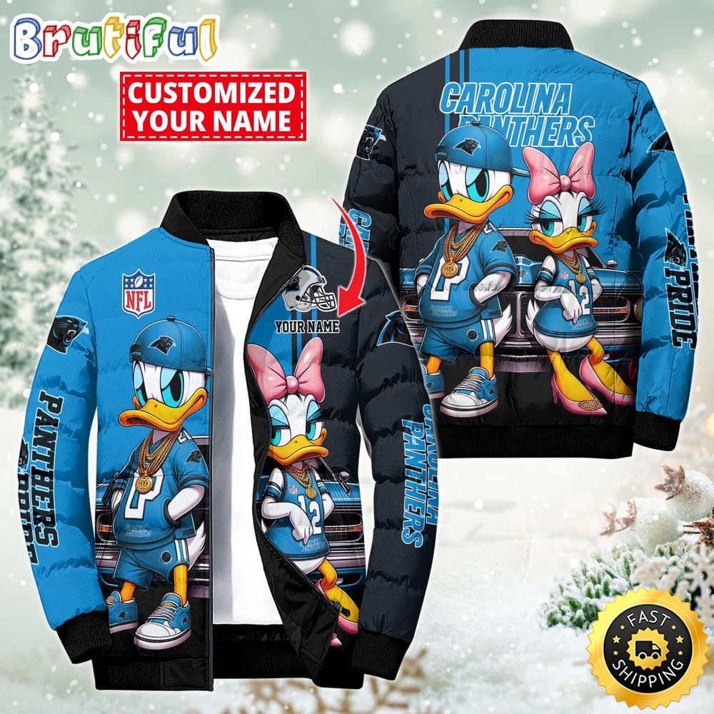 NFL Carolina Panthers Puffer Jacket Donald Duck Custom Jacket 1