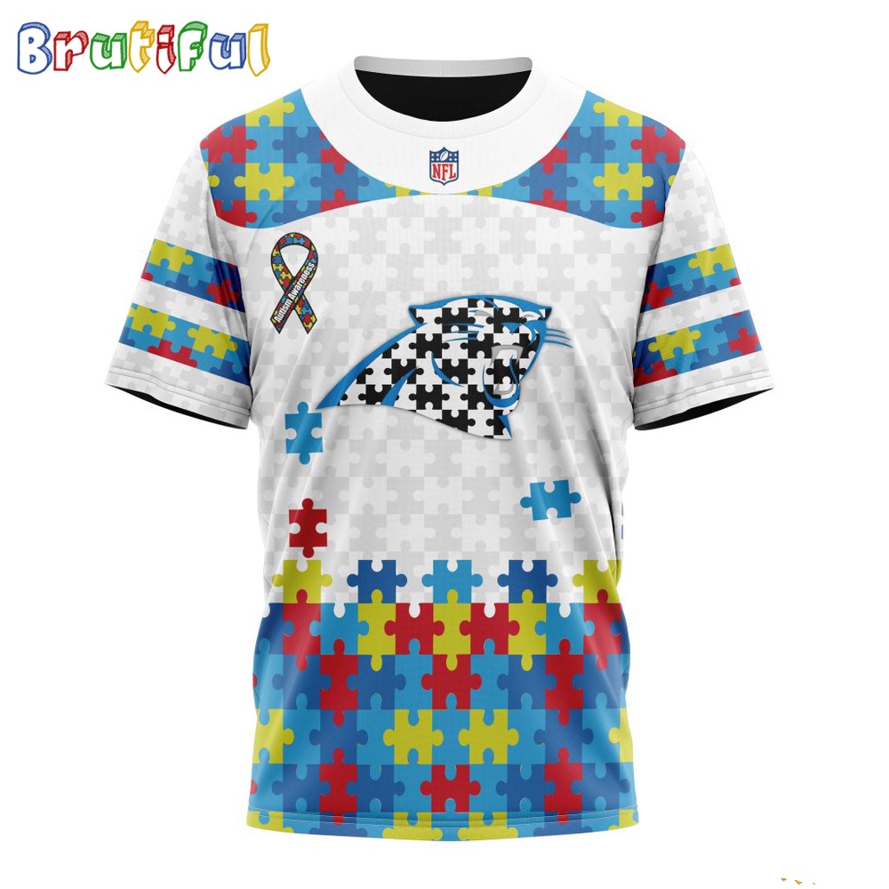 NFL Carolina Panthers T Shirt Special Autism Awareness Design 3D T Shirt 1