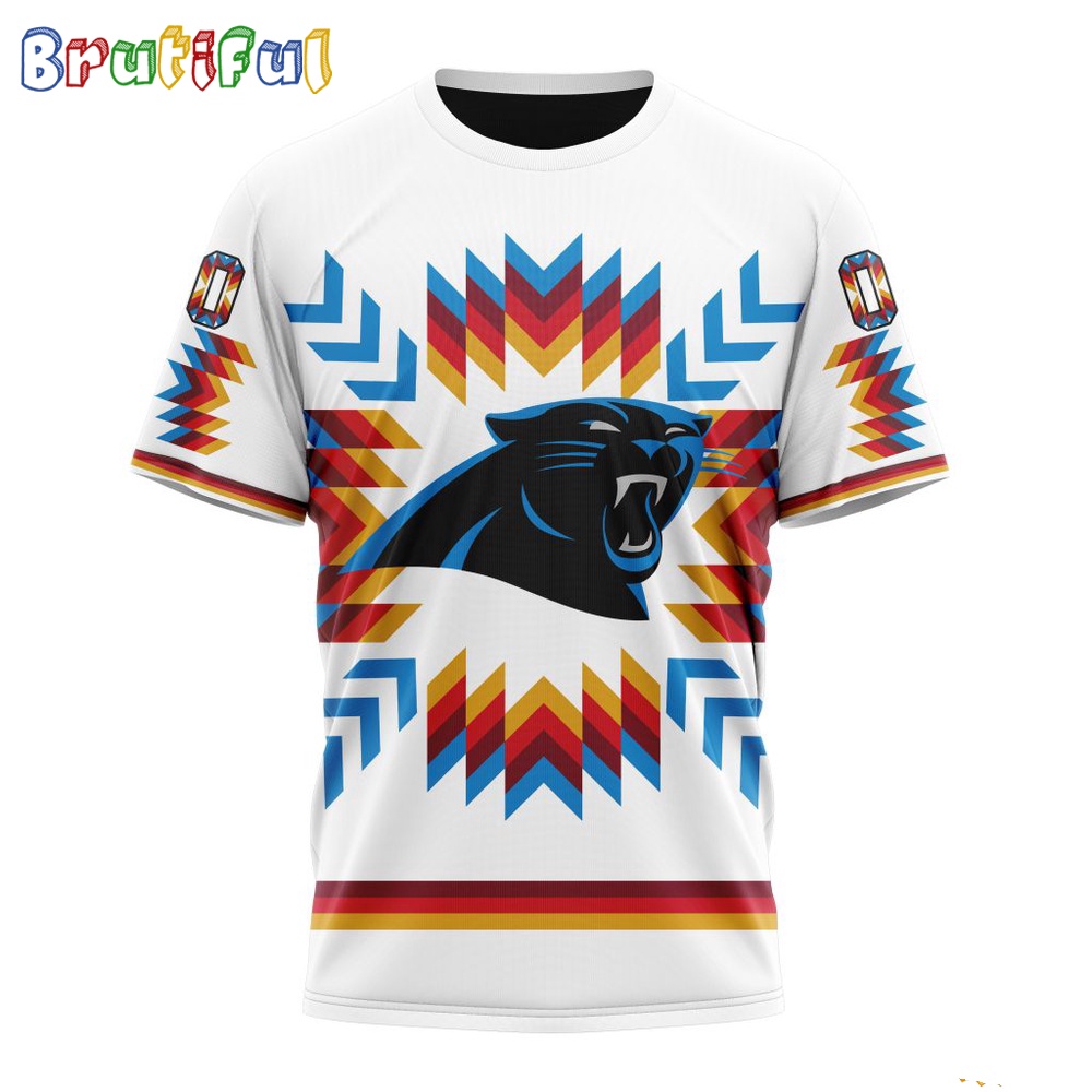 NFL Carolina Panthers T Shirt Special Design With Native Pattern 1