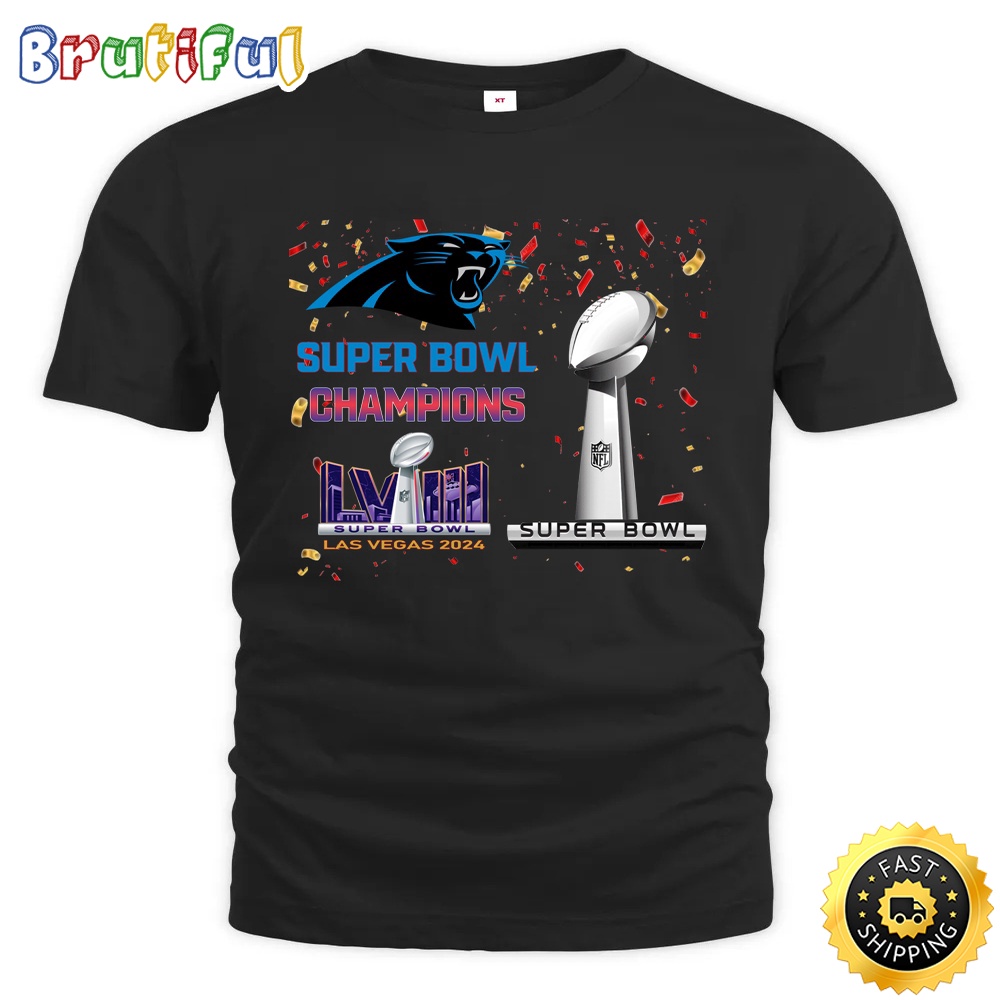 NFL Carolina Panthers T Shirt Super Bowl LVIII 2024 Las Vegas Champions Unisex Tshirt 1