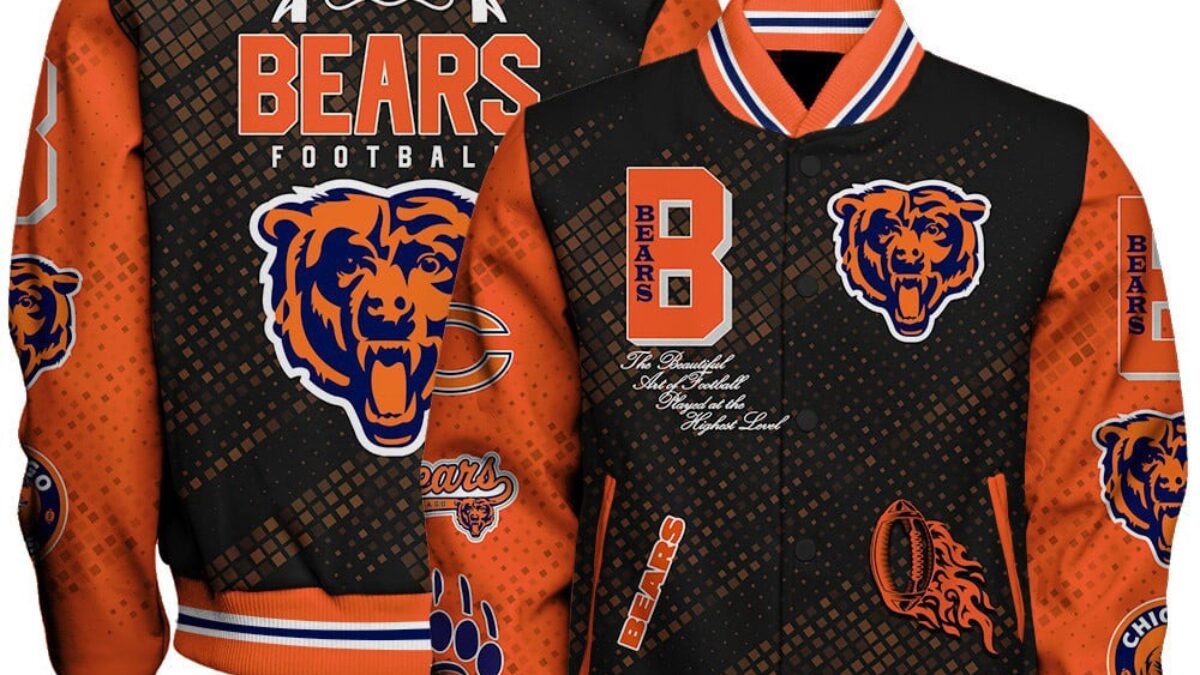 NFL Chicago Bears Baseball Jacket Print Logo Team Football Jacket