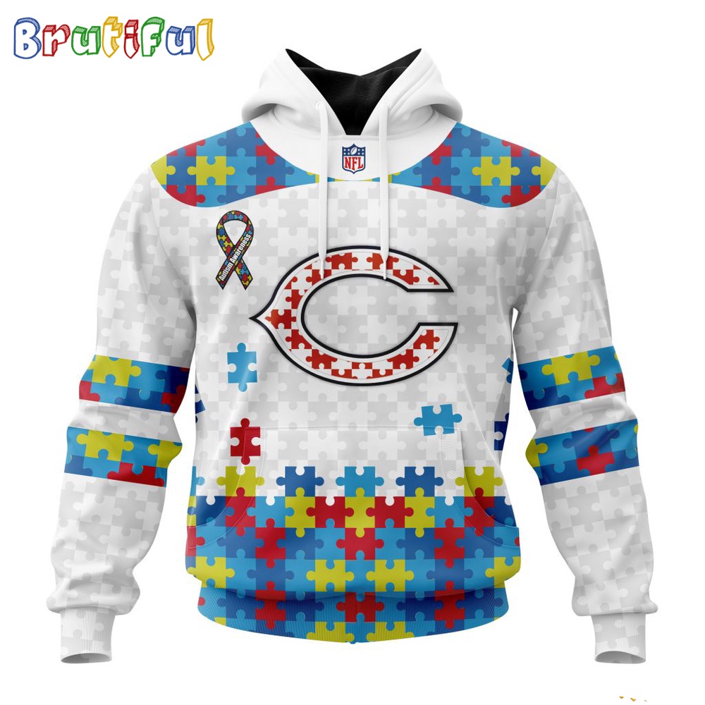 NFL Chicago Bears Hoodie Special Autism Awareness Design 3D Hoodie 1