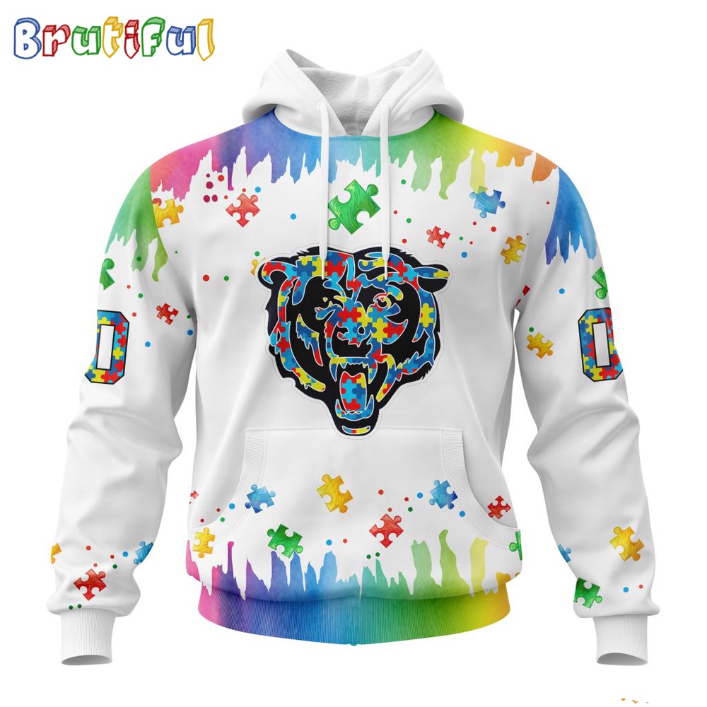 NFL Chicago Bears Hoodie Special Autism Awareness Design All Over Print Hoodie 1