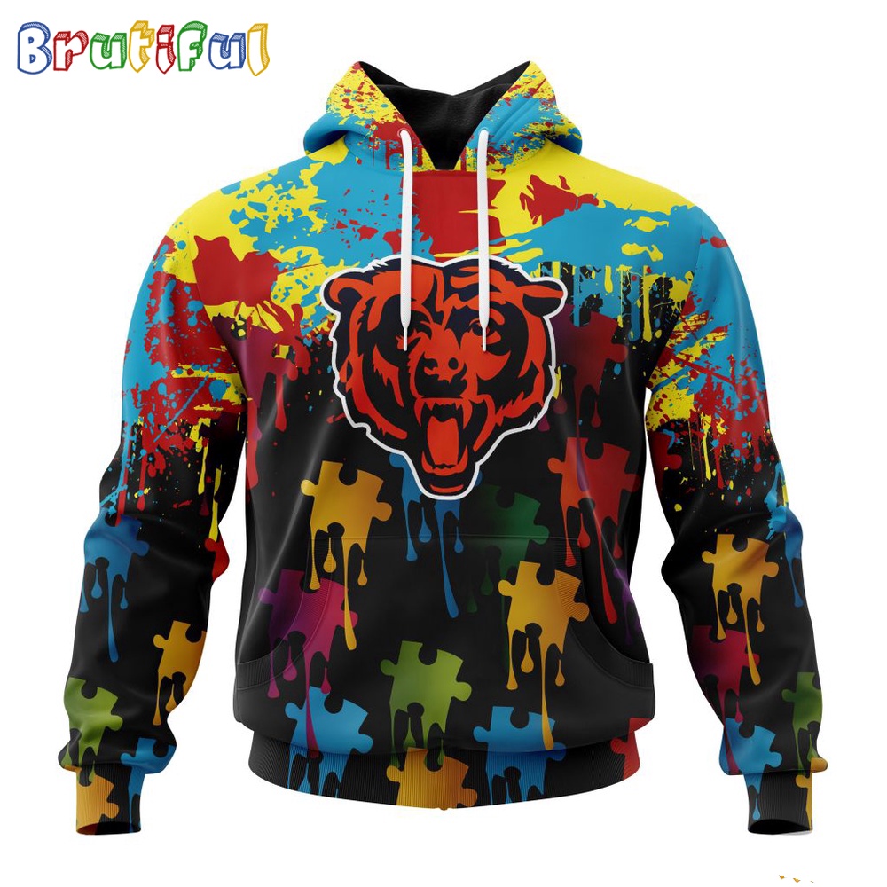 NFL Chicago Bears Hoodie Special Autism Awareness Design Football Hoodie 1