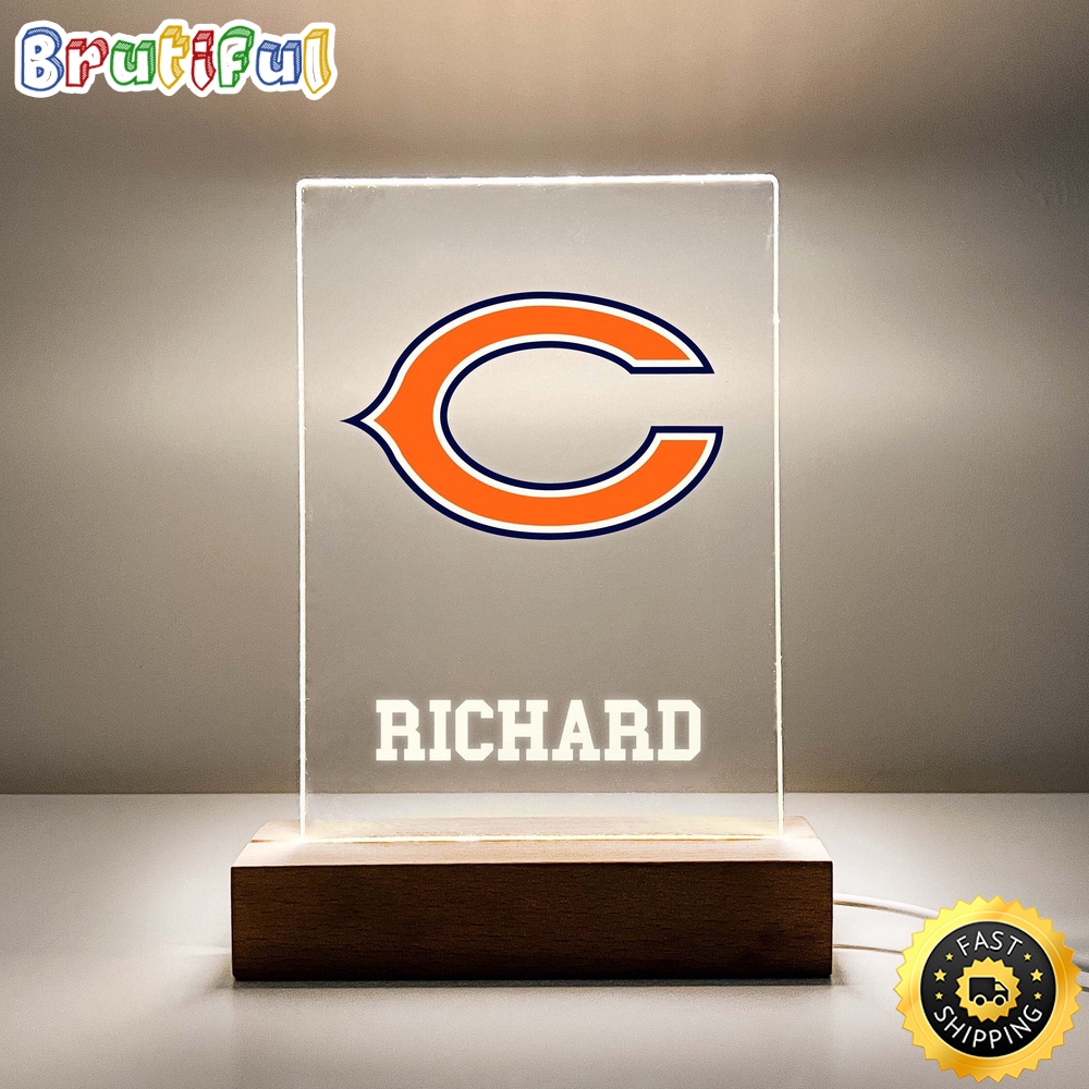 NFL Chicago Bears Night Light Table Desk Lamp Stand Sports Fan LED Light