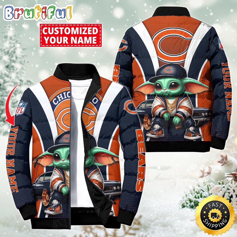 NFL Chicago Bears Puffer Jacket Baby Yoda Custom Jacket 1